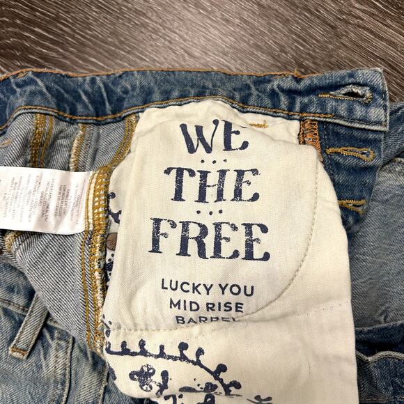 NWOT We The Free Lucky You Mid Rise Barrel Jeans 25 Short Kismet Cropped Denim - Picture 6 of 16